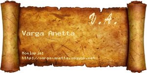 Varga Anetta névjegykártya